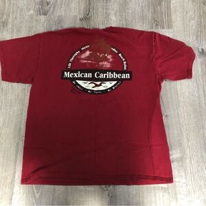 Vintage Y2K Riviera Maya Mexico Maroon Short Sleeve T Shirt Size XL Caribbean